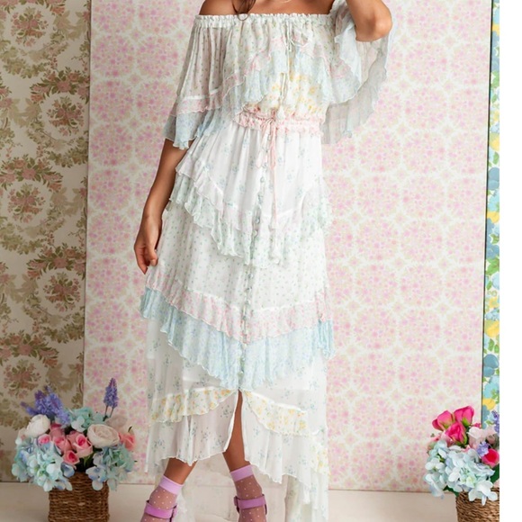 NWOT FILLYBOO SPIRAL FRILL TAMBOURINE MAXI DRESS SIZE MEDIUM Z389-14 - Picture 7 of 14